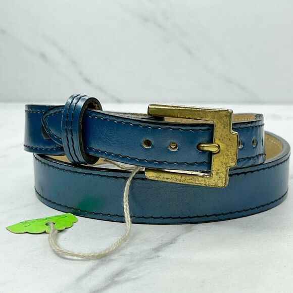Justin Boots Blue Vintage Top Grain Cowhide Leather Belt Size 26 Made in USA - Picture 6 of 7